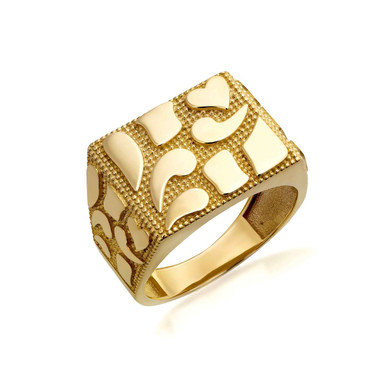 10K/14K Solid Gold 15mm Mens Nugget Ring