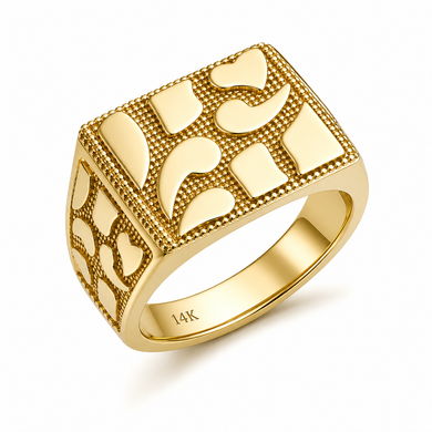 10K/14K Solid Gold 15mm Mens Nugget Ring