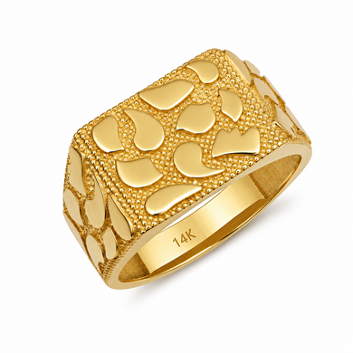 10K/14K Solid Gold 12mm Mens Nugget Ring