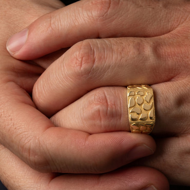 10K/14K Solid Gold 12mm Mens Nugget Ring