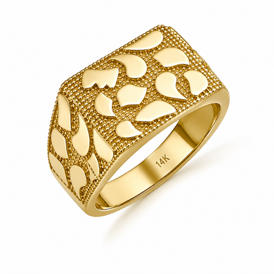 10K/14K Solid Gold 12mm Mens Nugget Ring