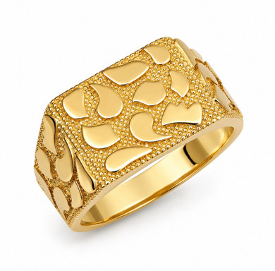 10K/14K Solid Gold 12mm Mens Nugget Ring
