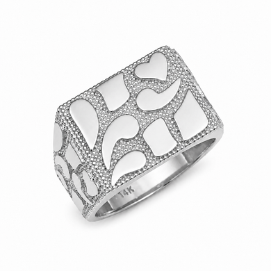 Sterling Silver 15mm Mens Nugget Ring