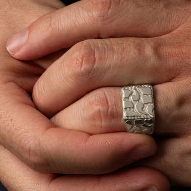 Sterling Silver 15mm Mens Nugget Ring