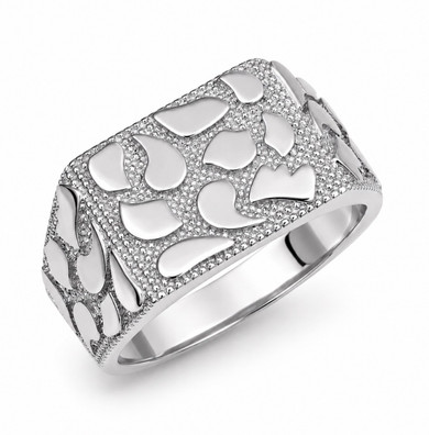 Sterling Silver 12mm Mens Nugget Ring