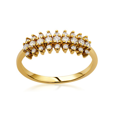 10K/14K Solid Gold Lab Grown Diamond Triple Row Stack Ring