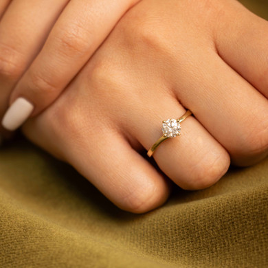 10K/14K Solid Gold Timeless Lab Grown Diamond Solitaire Engagement Ring