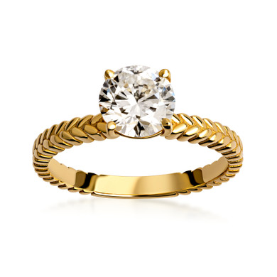 10K/14K Solid Gold Braided Band Lab Grown Diamond Solitaire Ring