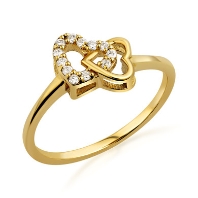 10K/14K Solid Gold Lab Grown Diamond Twin Heart Ring