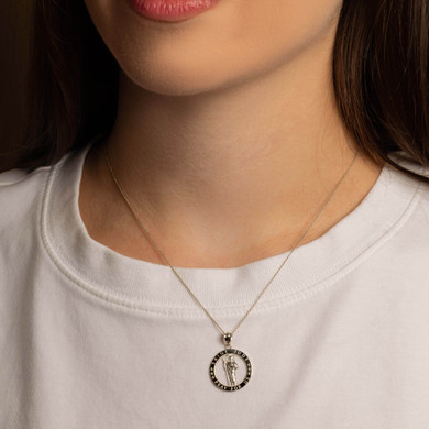 .925 Sterling Silver Saint Jude Round Medallion Pendant Necklace