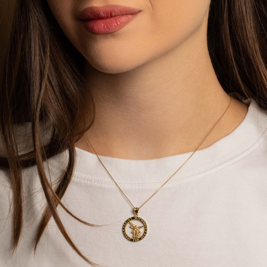 Yellow Gold Saint Michael Round Medallion Pendant Necklace (10k/14k)