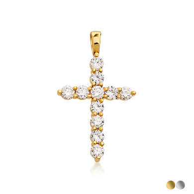 10K/14K Gold 1ct Lab Grown Diamond Cross Pendant Necklace