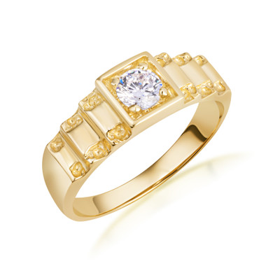 Men’s Gold Cubic Zirconia Pinky Ring 