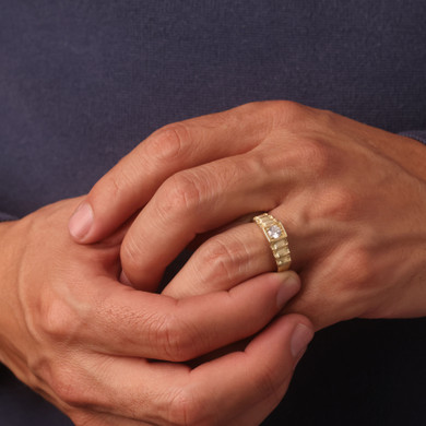 Men’s Gold Cubic Zirconia Pinky Ring 