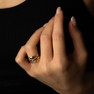 10K/14K Yellow Gold Snake Ring on female model