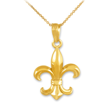 Gold Fleur-de-Lis Charm Pendant Necklace(Available in Yellow/Rose/White)