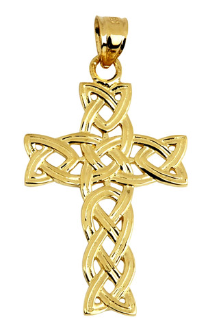 Gold Irish Trinity Cross Pendant Necklace
