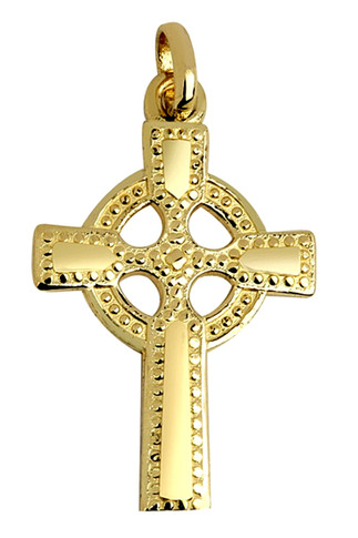 Large Gold Celtic Cross Pendant Polished