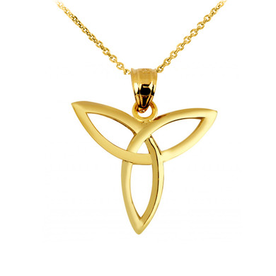 Solid Gold Celtic Trinity Pendant Necklace (Available in Yellow, Rose and White Gold)