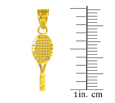 Small Tennis Racquet Gold Charm Sports Pendant Necklace(Available In Yellow And White Gold)