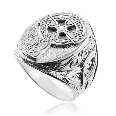 Silver Celtic Cross Trinity Knot Ring
