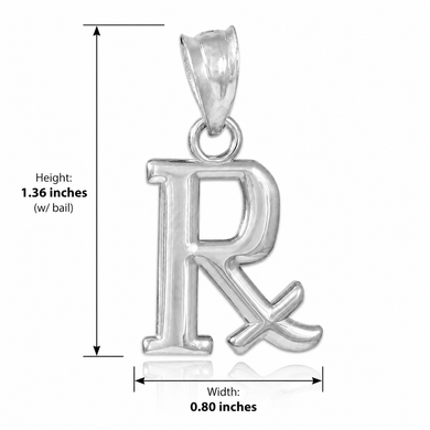 Silver Rx Prescription Symbol Charm Pendant Necklace