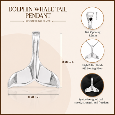 Silver Dolphin Whale Tail Pendant