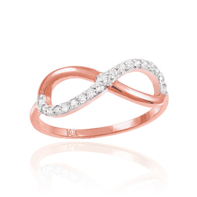 Gold Infinity Ring with Diamonds(Available in Yellow/Rose/White Gold)