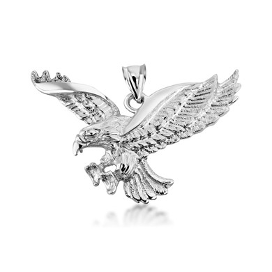 .925 Sterling Silver Flying American Eagle Pendant Necklace