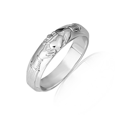 .925 Sterling Silver Men's Claddagh Symbol of Love Wedding Ring