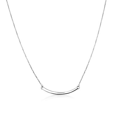 925 Solid Sterling Silver Curved Bar Necklace