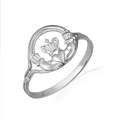 .925 Sterling Silver Woman's Claddagh Ring with Cross