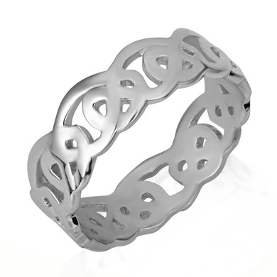 .925 Sterling Silver Unisex Timeless Celtic Trinity Knot Ring