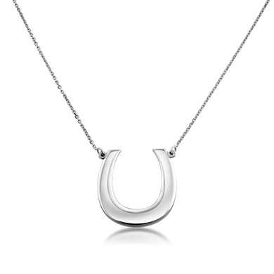 925 Polished Sterling Silver Lucky Horseshoe Necklace
