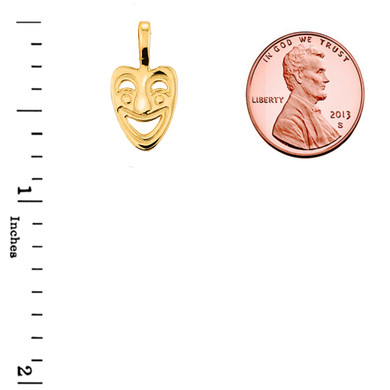 Solid Gold Comedy Mask Pendant Necklace (Available In Yellow/Rose/White Gold)