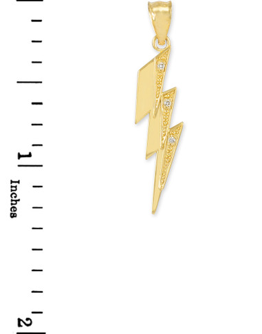 Gold Thunderbolt Pendant Necklace with Diamonds(Available In Yellow/Rose/White Gold)