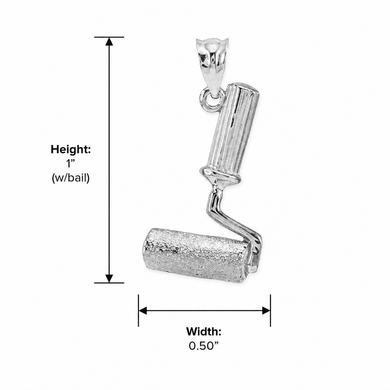 Sterling Silver Paint Roller Pendant Necklace