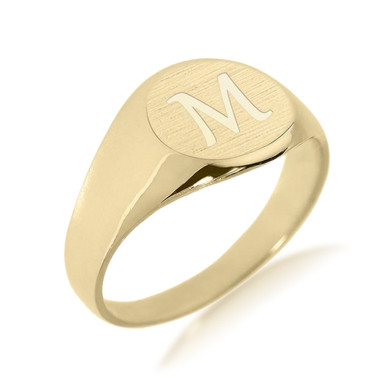 Gold Men's Engravable Signet Ring (Available in Yellow/White Gold)