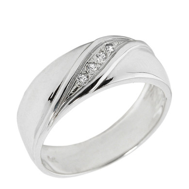 Solid Gold Men's Diamond Wedding Band(Available In Yellow/White Gold)