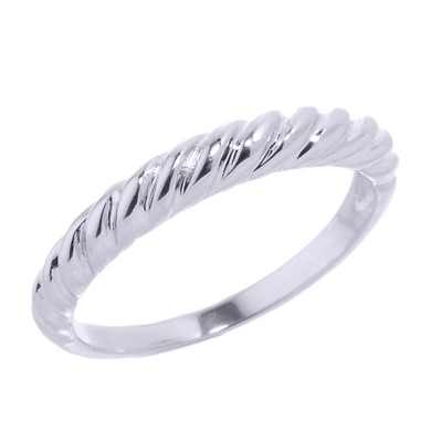 .925 Sterling Silver Stackable Twisted Band Ring
