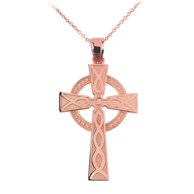 Gold Celtic Cross Charm Pendant Necklace(Available In Yellow/Rose/White Gold)