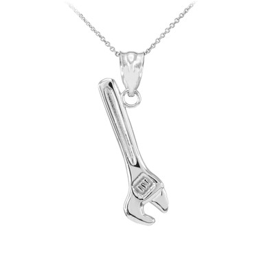 925 Sterling Silver Wrench Pendant Necklace