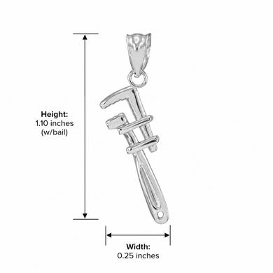 Sterling Silver Monkey Wrench Pendant Necklace
