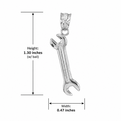 Sterling Silver Open End Wrench Pendant Necklace