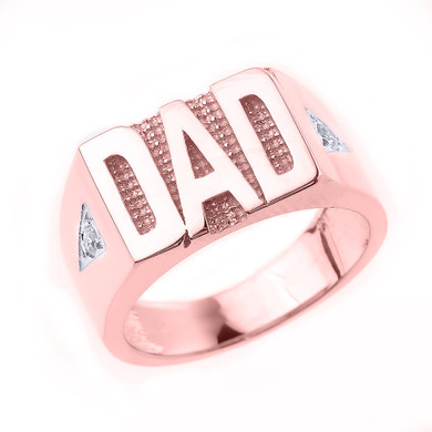 Solid Gold Diamond "DAD" Men's Ring (Available in Yellow/Rose/White Gold)