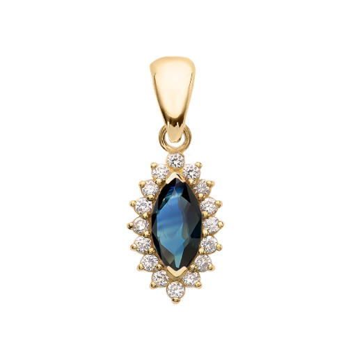Diamond And Sapphire Yellow Gold Pendant Necklace