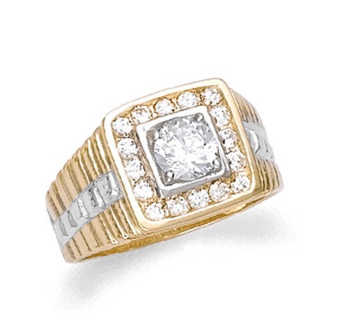 Mens CZ Ring | Gold CZ Mens Ring | CZ Mens Square Ring | 10k CZ Mens ...