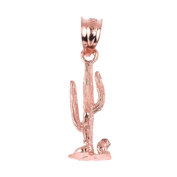 Rose Gold Cactus Charm Pendant Necklace