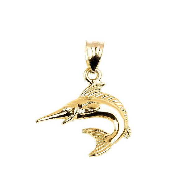 Yellow Gold Swordfish Charm Pendant