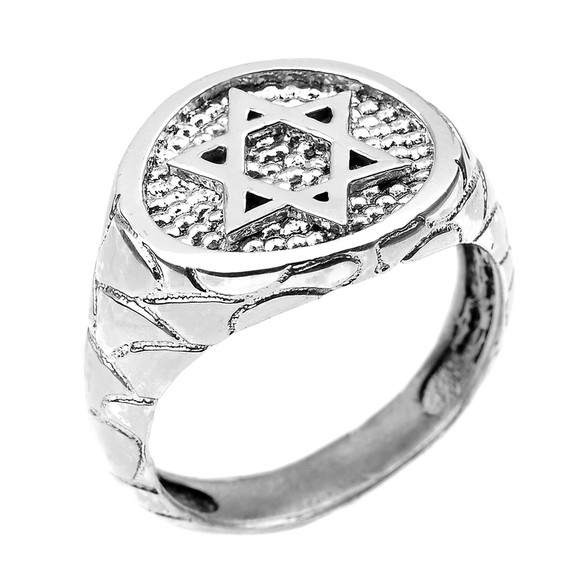 Sterling Silver Star of David Men's Ring